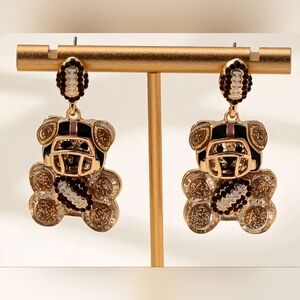 Gold and Black Bear Earrings